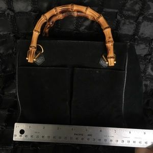 Gucci Vintage Suede Bamboo Tote Bag